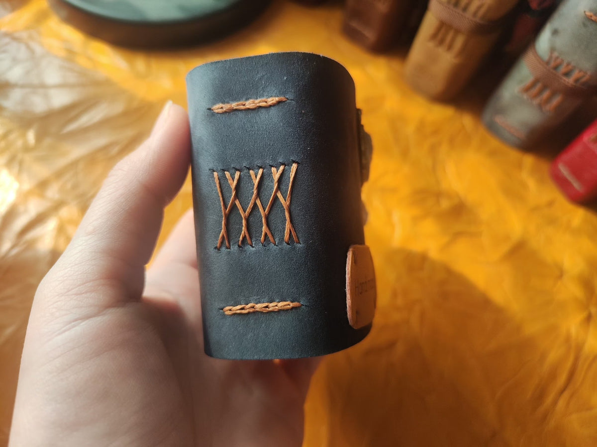 Handcrafted Leather Notebook with Cameo Brooch