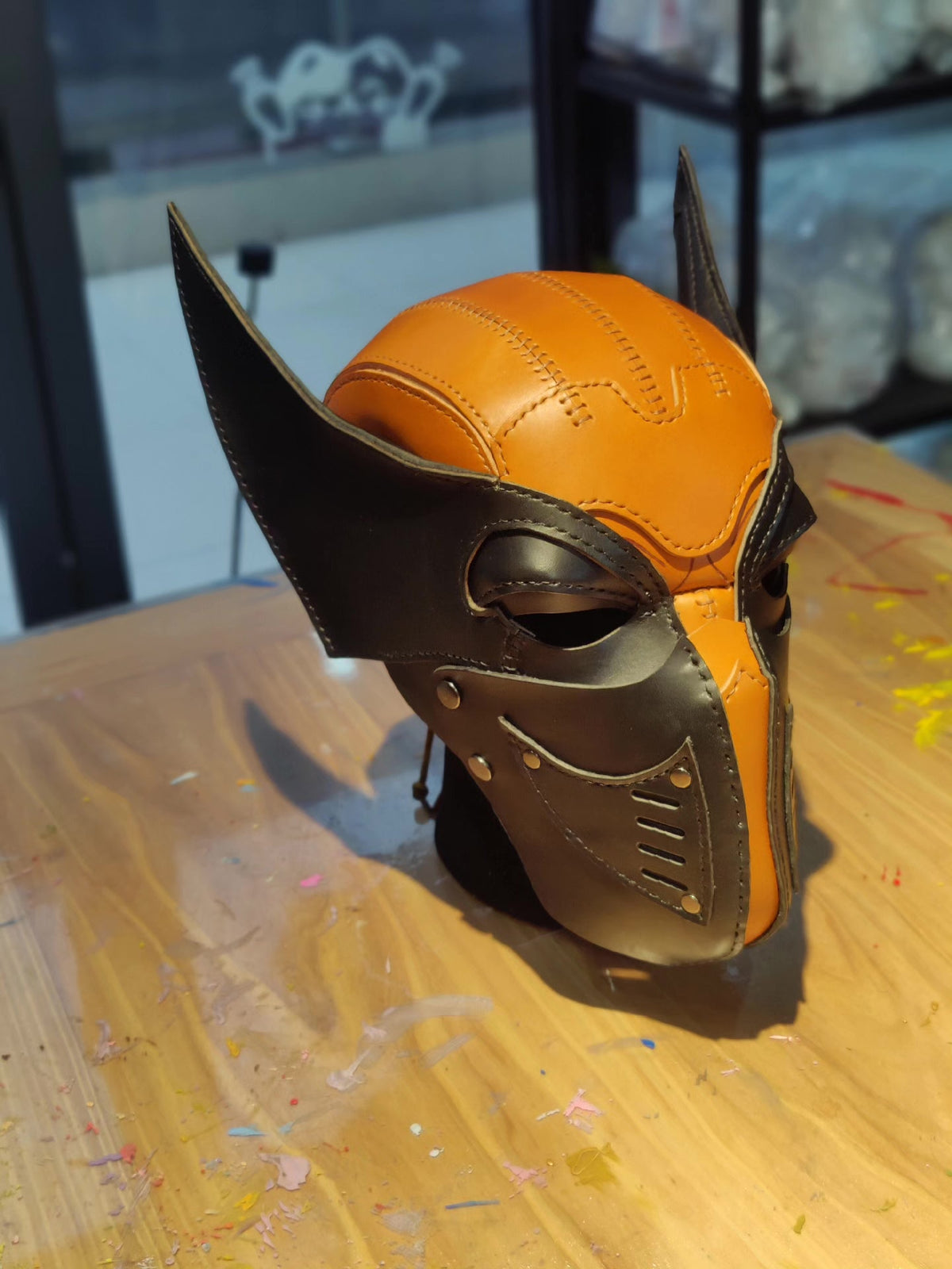 Custom Leather Wolverine Helmet Mask