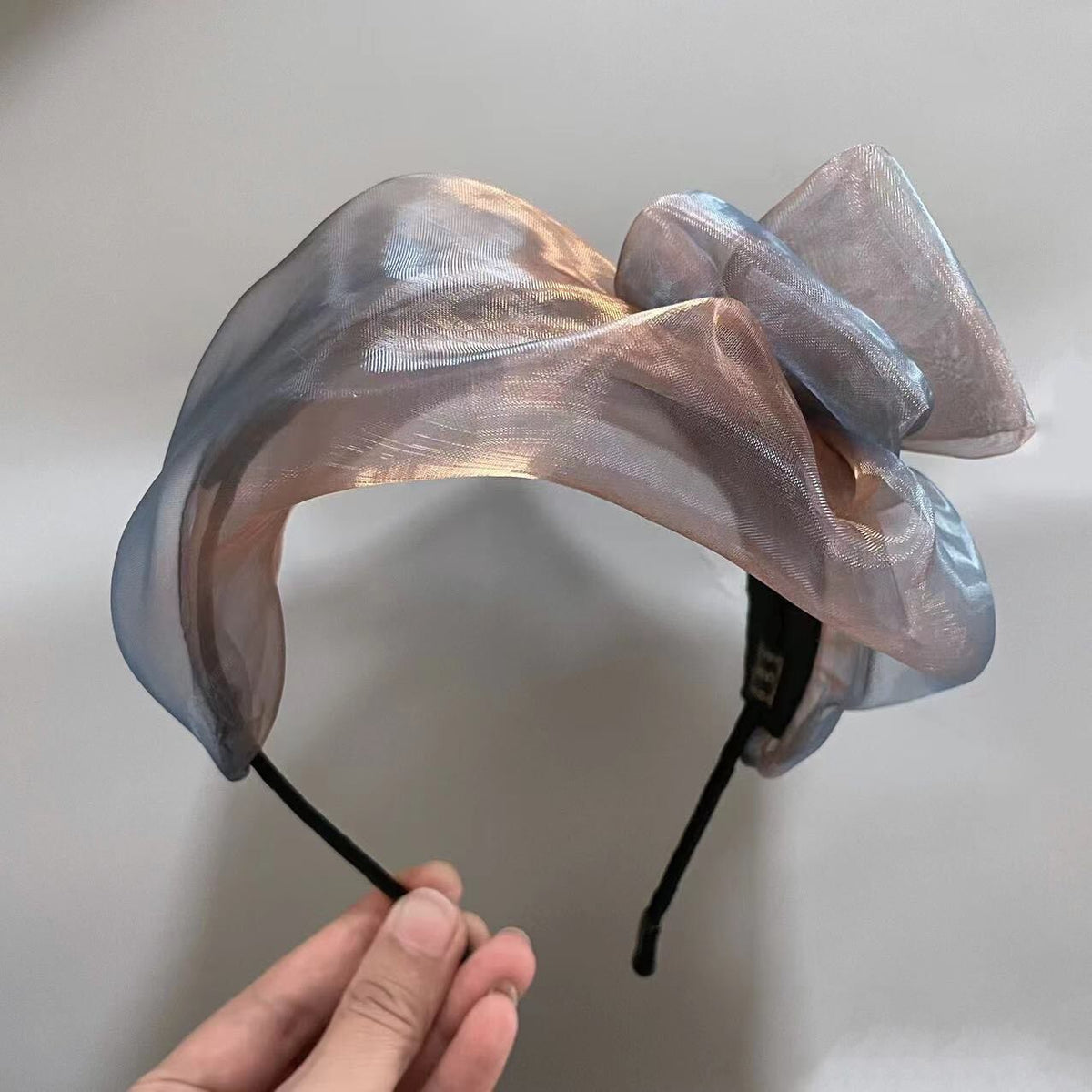 Pearl Organza Half Hat Headband Bow