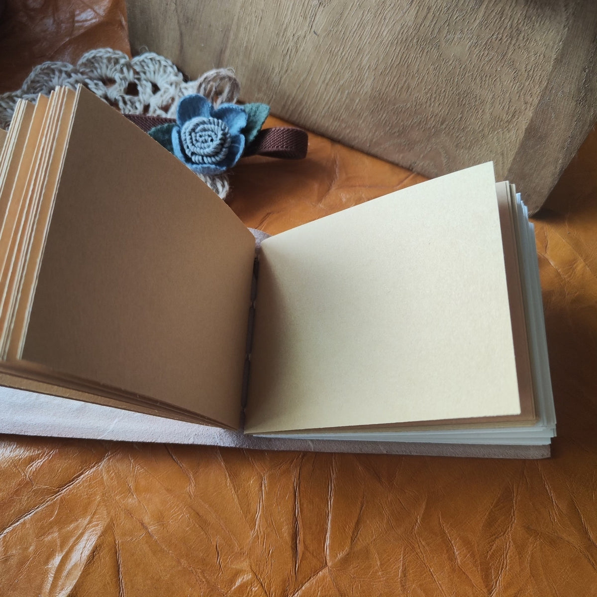 Handcrafted Leather Journal with Carved Floral Cover
