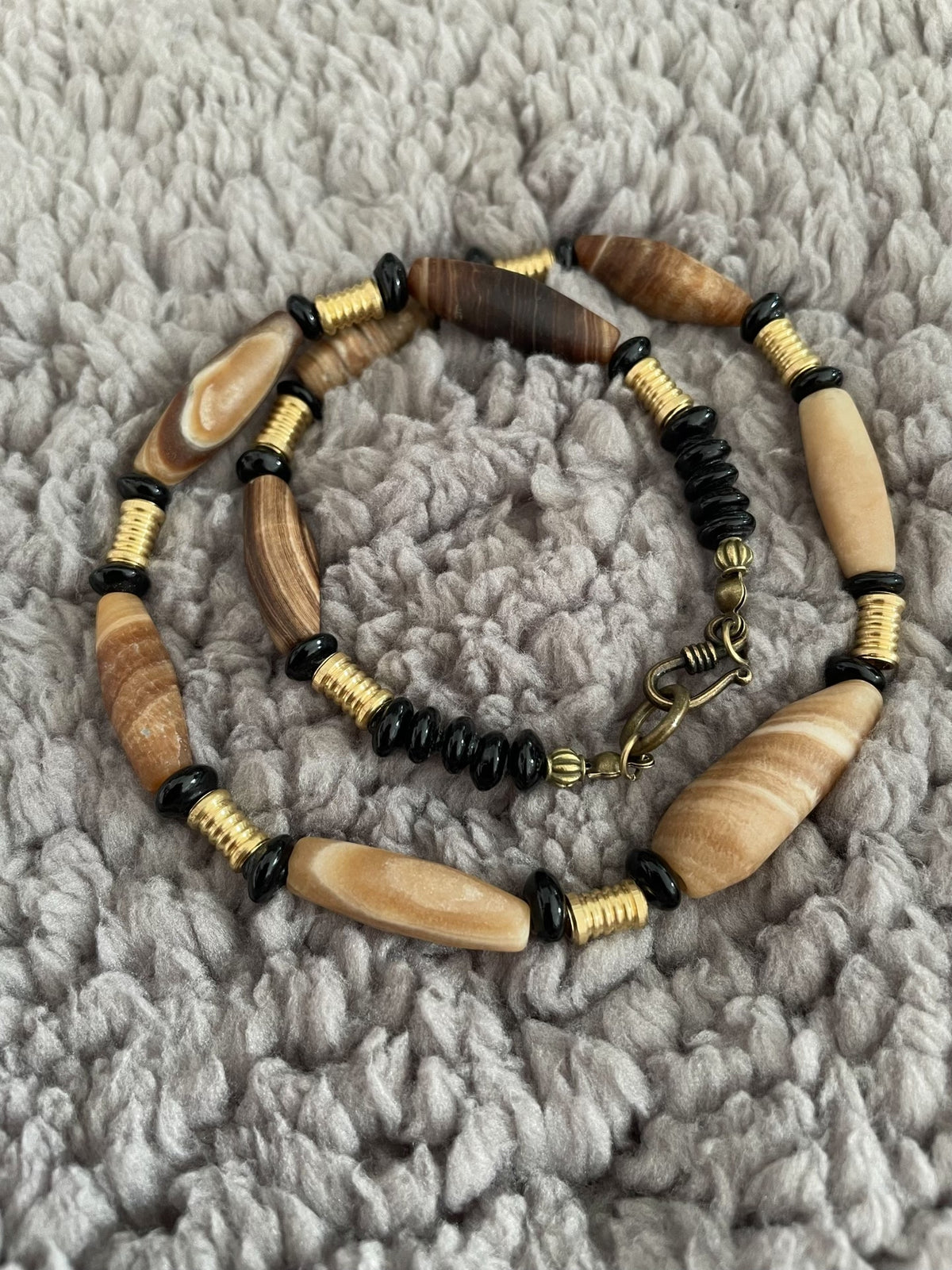 Natural Lava Agate Beaded Necklace