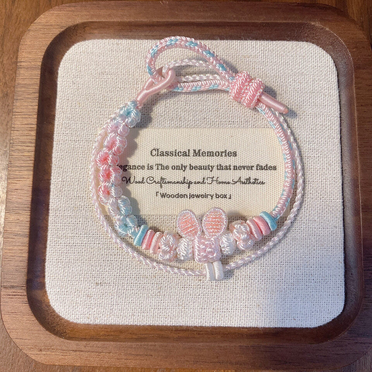 Handwoven Pastel Rabbit Bracelet