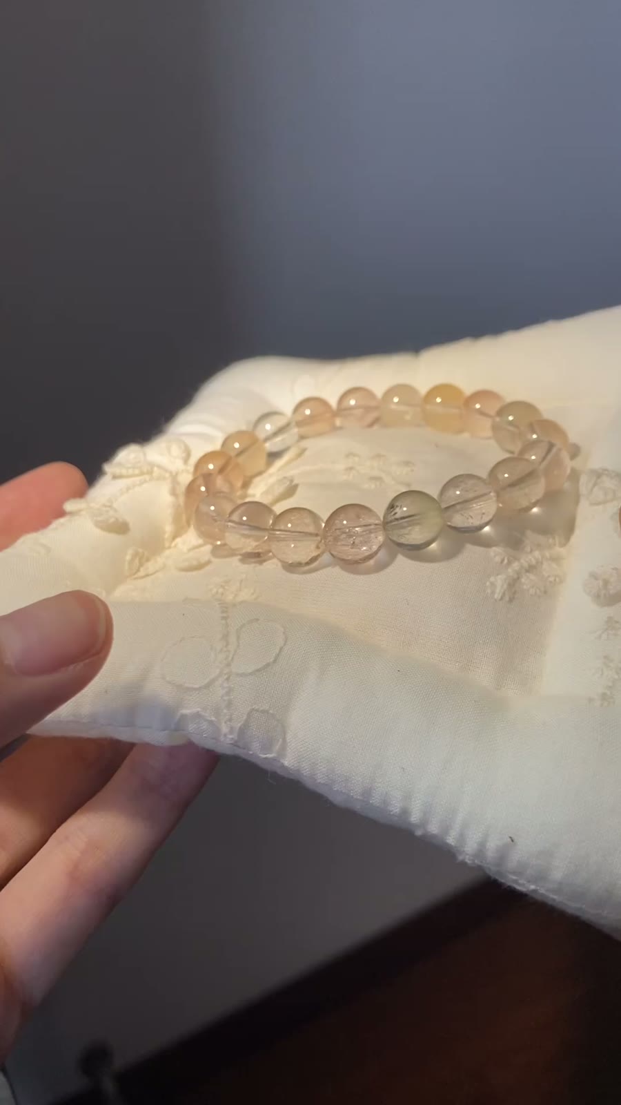 9mm Rabbit Hair Crystal Bead Bracelet