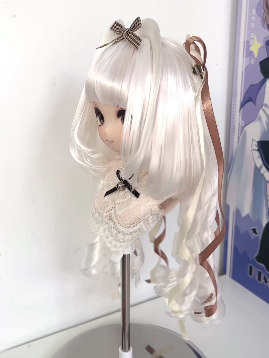 Anime Doll Wig White Silver Twin Tails