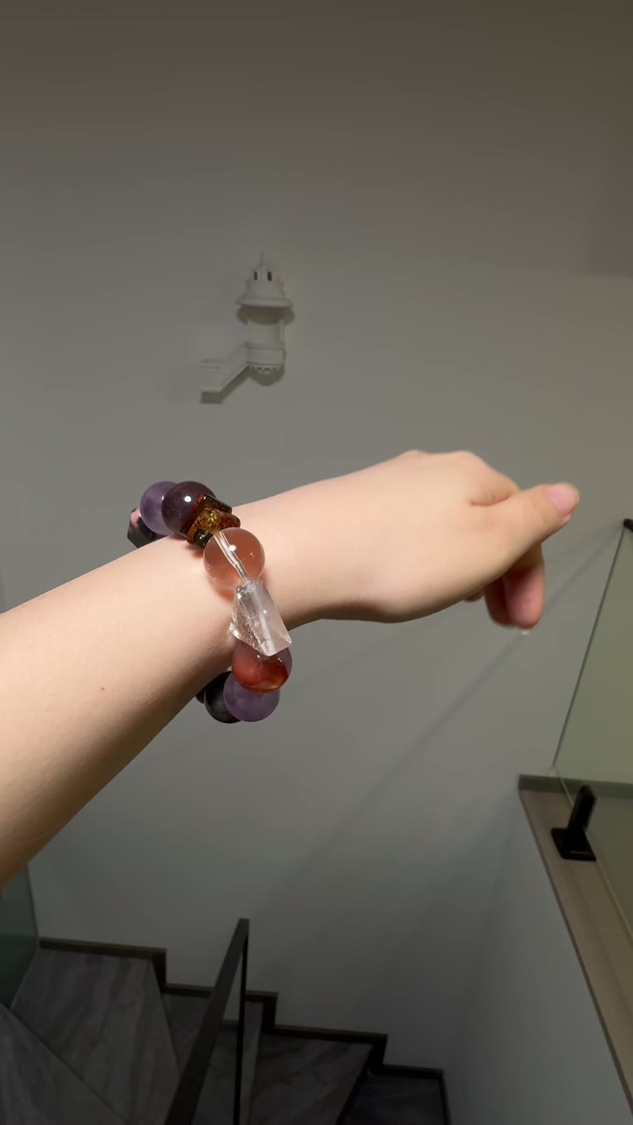 Amethyst Phantom Quartz Mixed Bead Bracelet