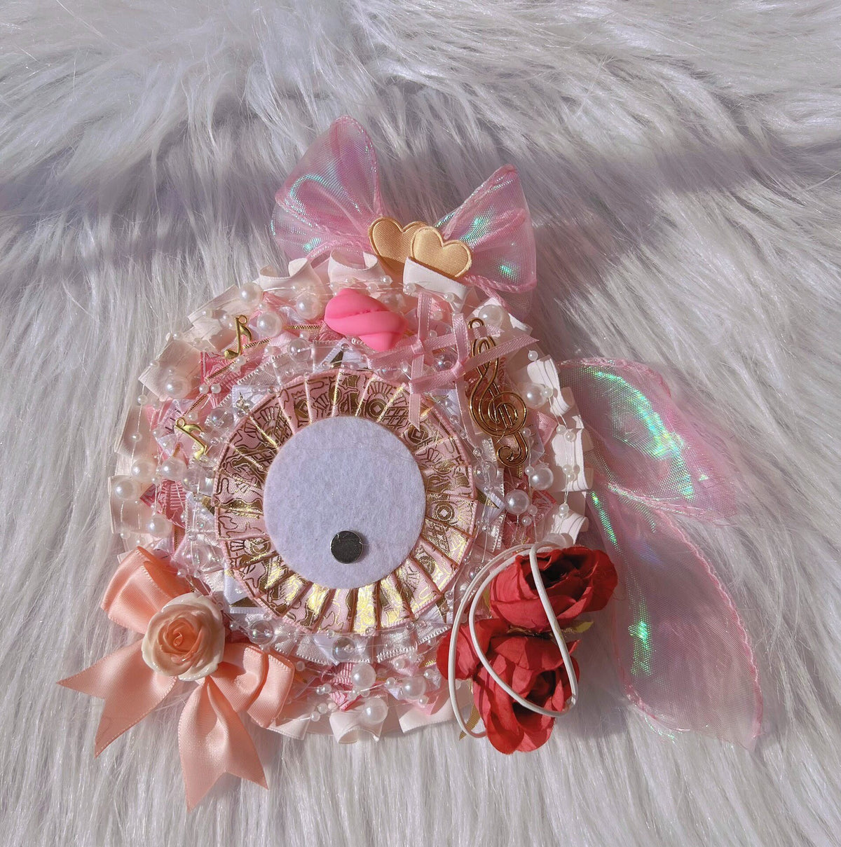 Pink Rosette Badge Holder for 55mm Pins