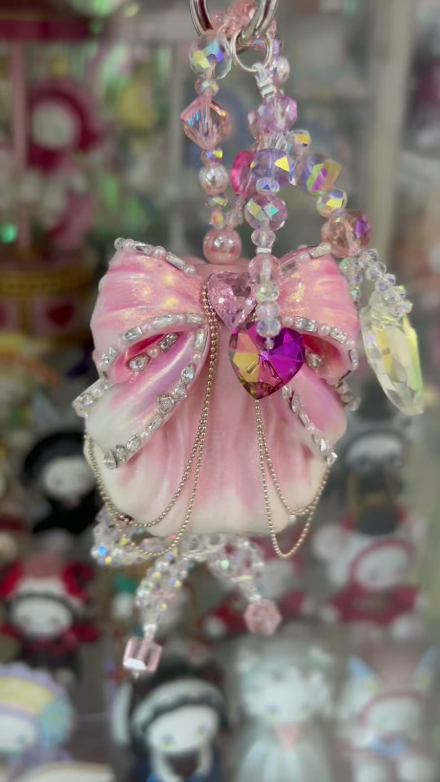 Hello Kitty Pink Rhinestone Charm Keyring