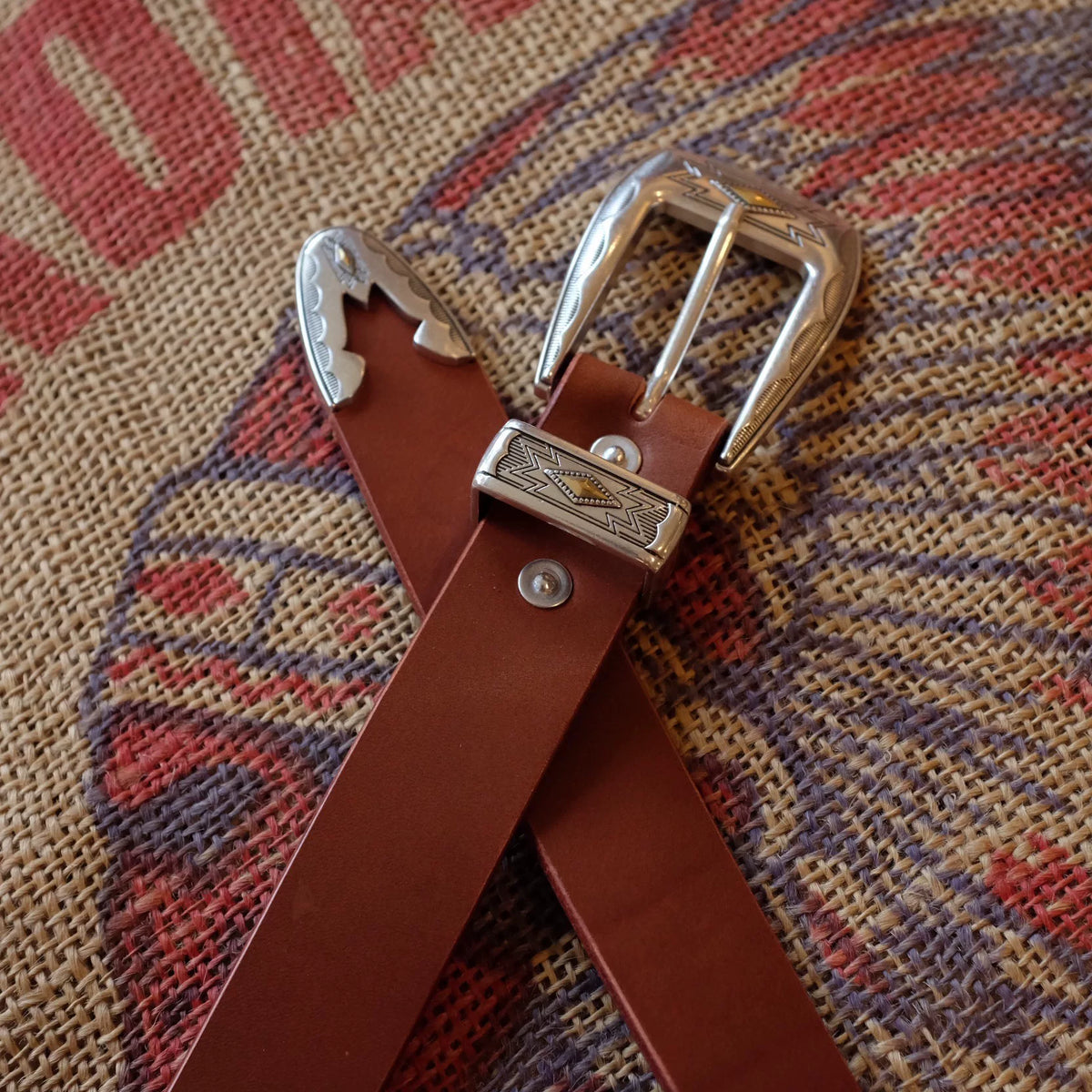 Vegetable Tanned Leather Belt Silver Buckle