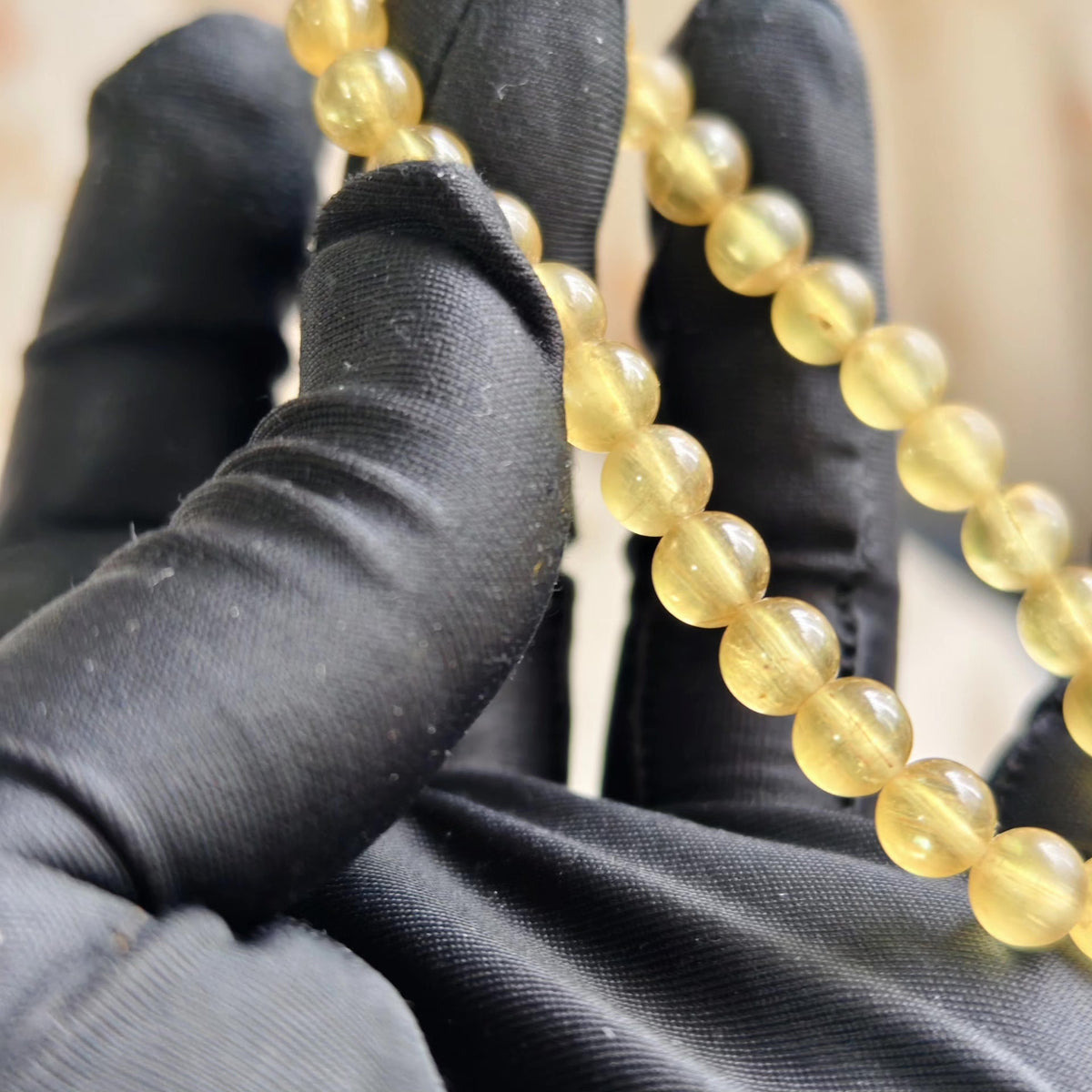 Natural Yellow Spodumene Beaded Bracelet 6.7mm