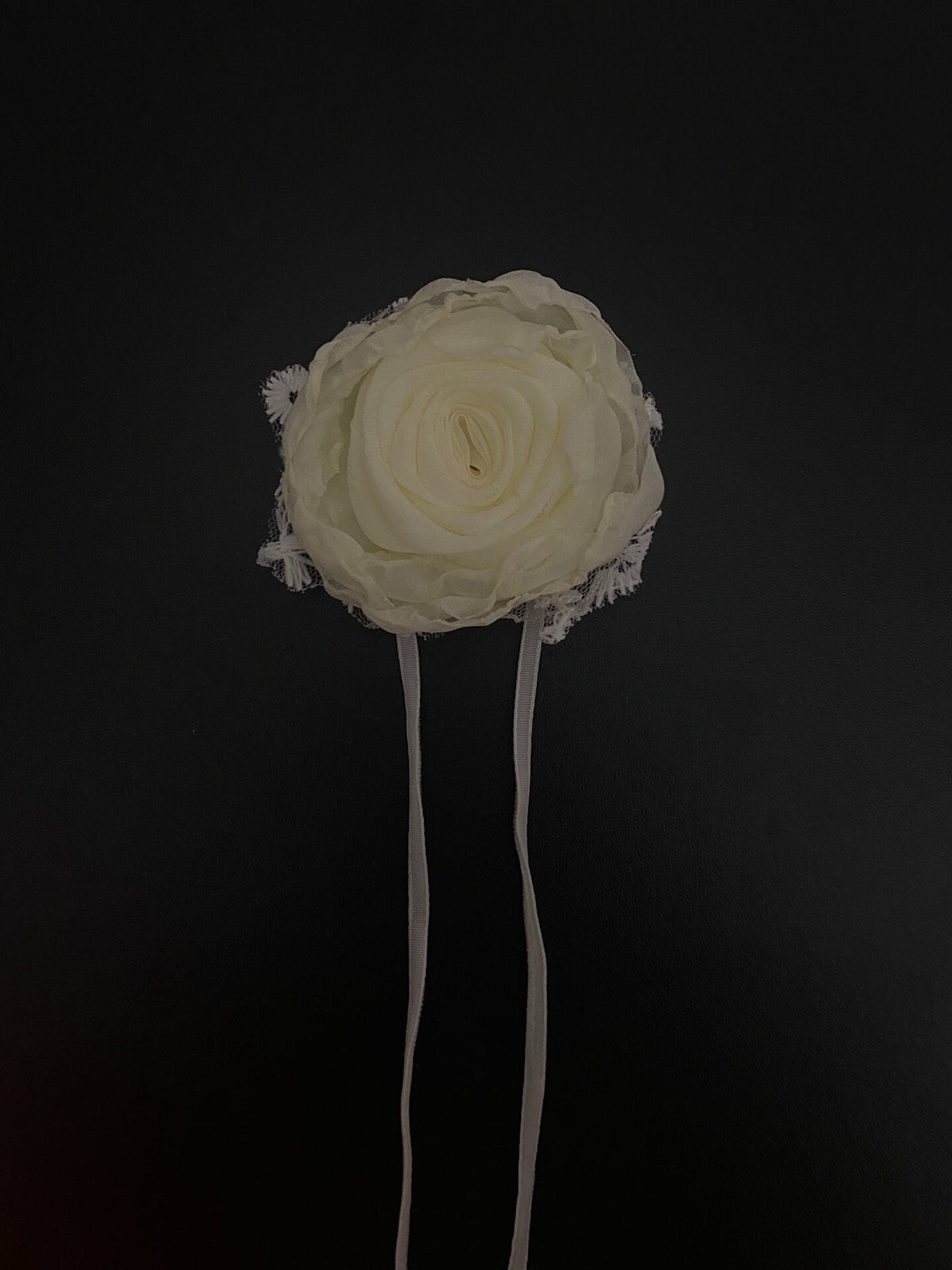Handmade Ivory Rose Choker Velvet Ribbon