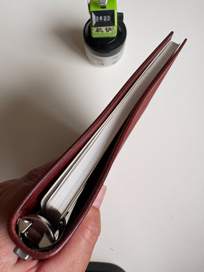 Handmade A5 Leather Binder, Wine-Red Pueblo, 15-Ring Mechanism