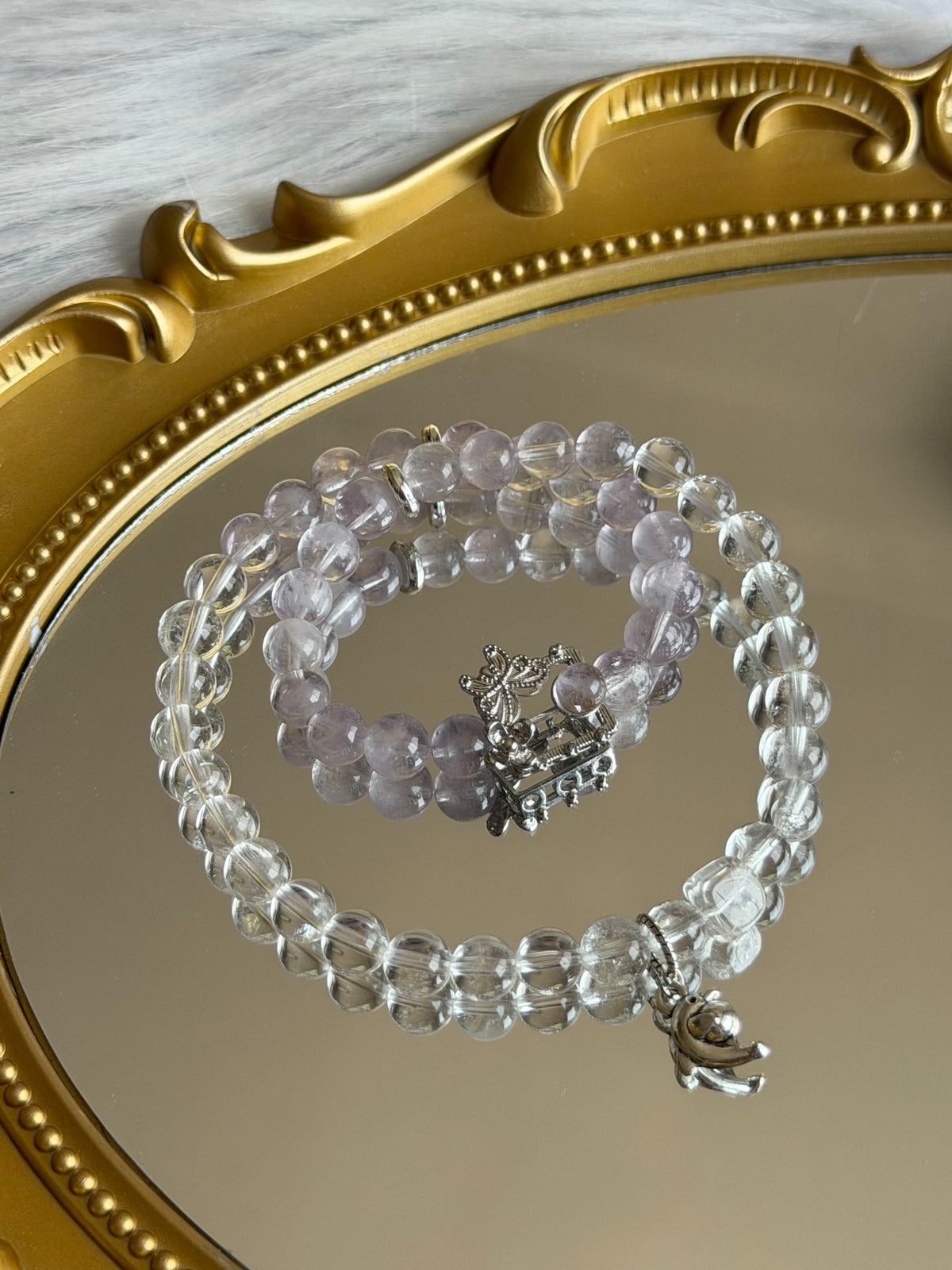 Amethyst Double Wrap Armband mit 7 mm Perlen