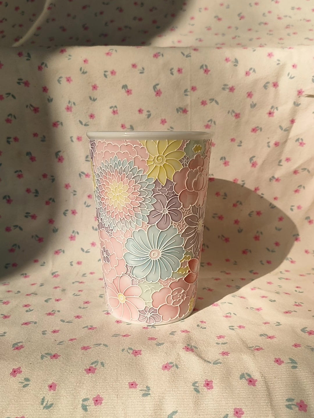 Hand Painted Floral Jade Clay Mug 450cc