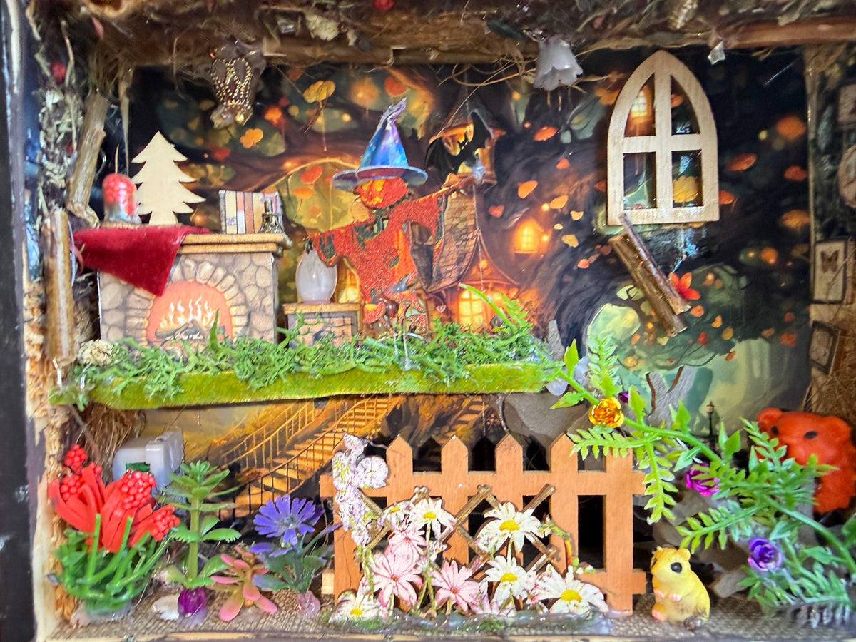 Cornice Shadow Box in Legno con Diorama in Miniatura Artigianale