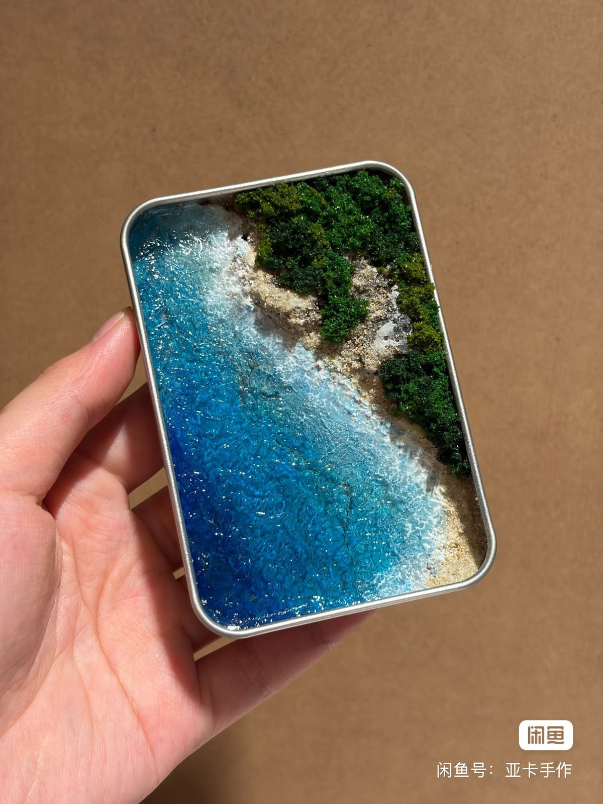 Miniature Coastal Diorama in Metal Tin