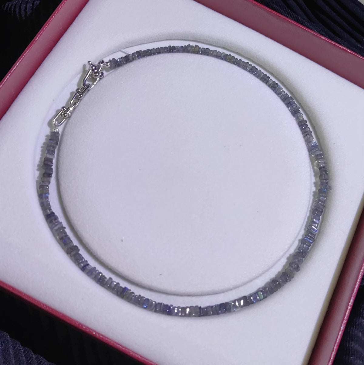 Gray Moonstone Labradorite Collarbone Necklace
