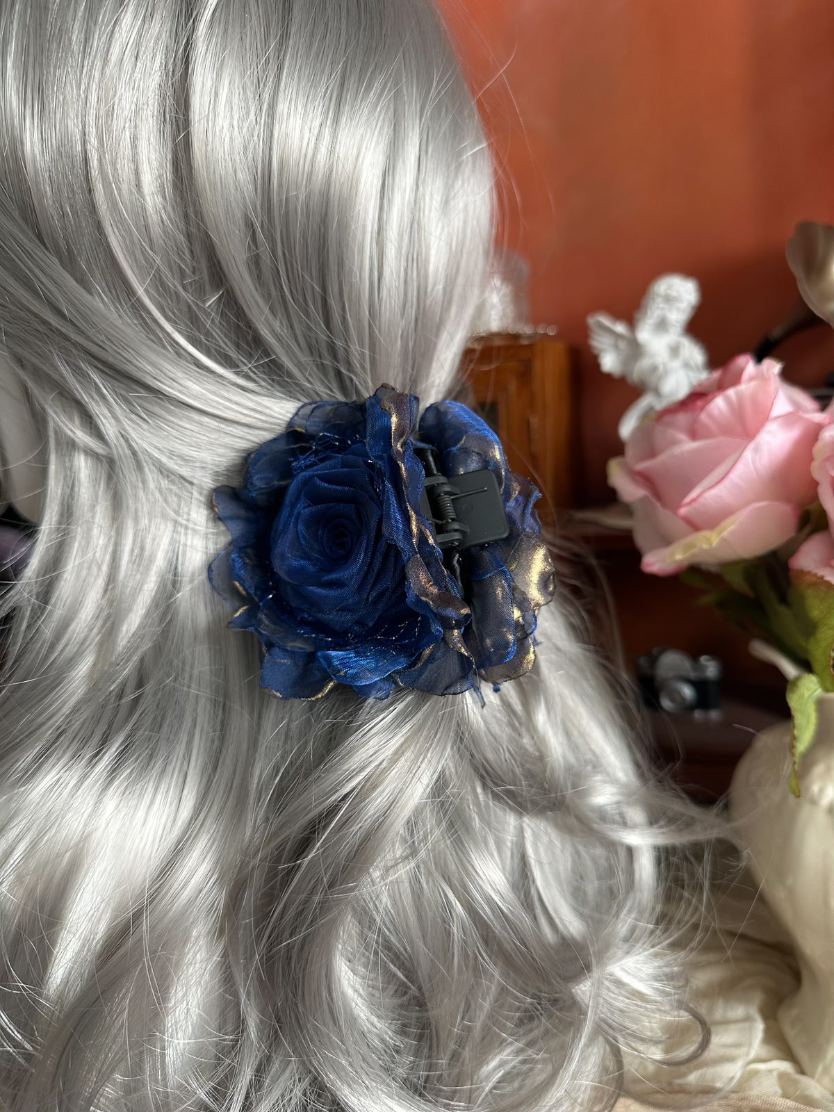 Handmade Fabric Rose Claw Clip