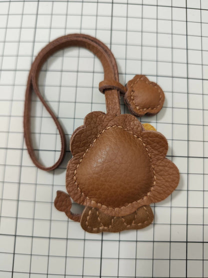 Lion-Shaped Leather Keychain with Detachable Paw Charm