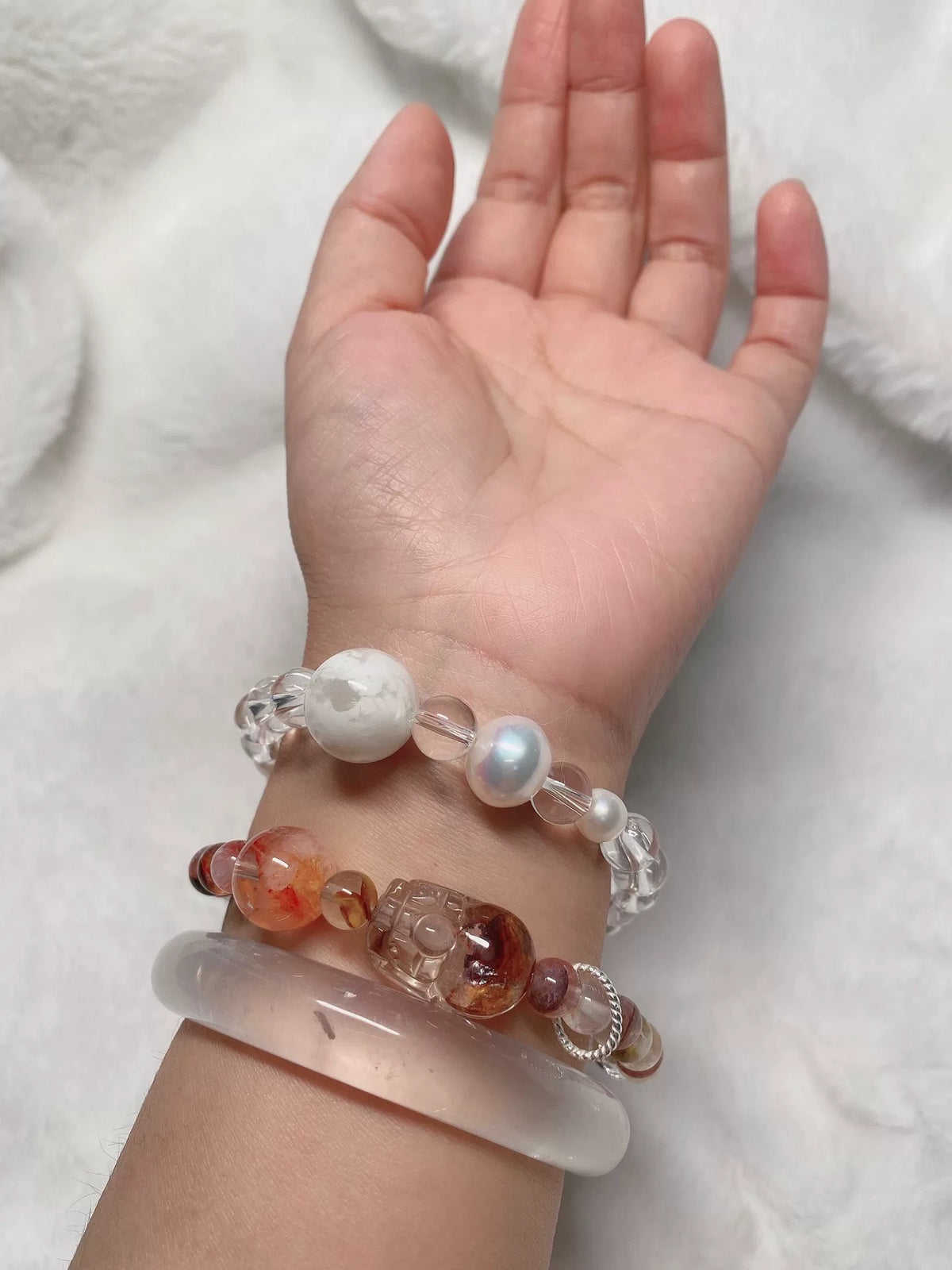 Pulsera de cuentas de cristales y perlas