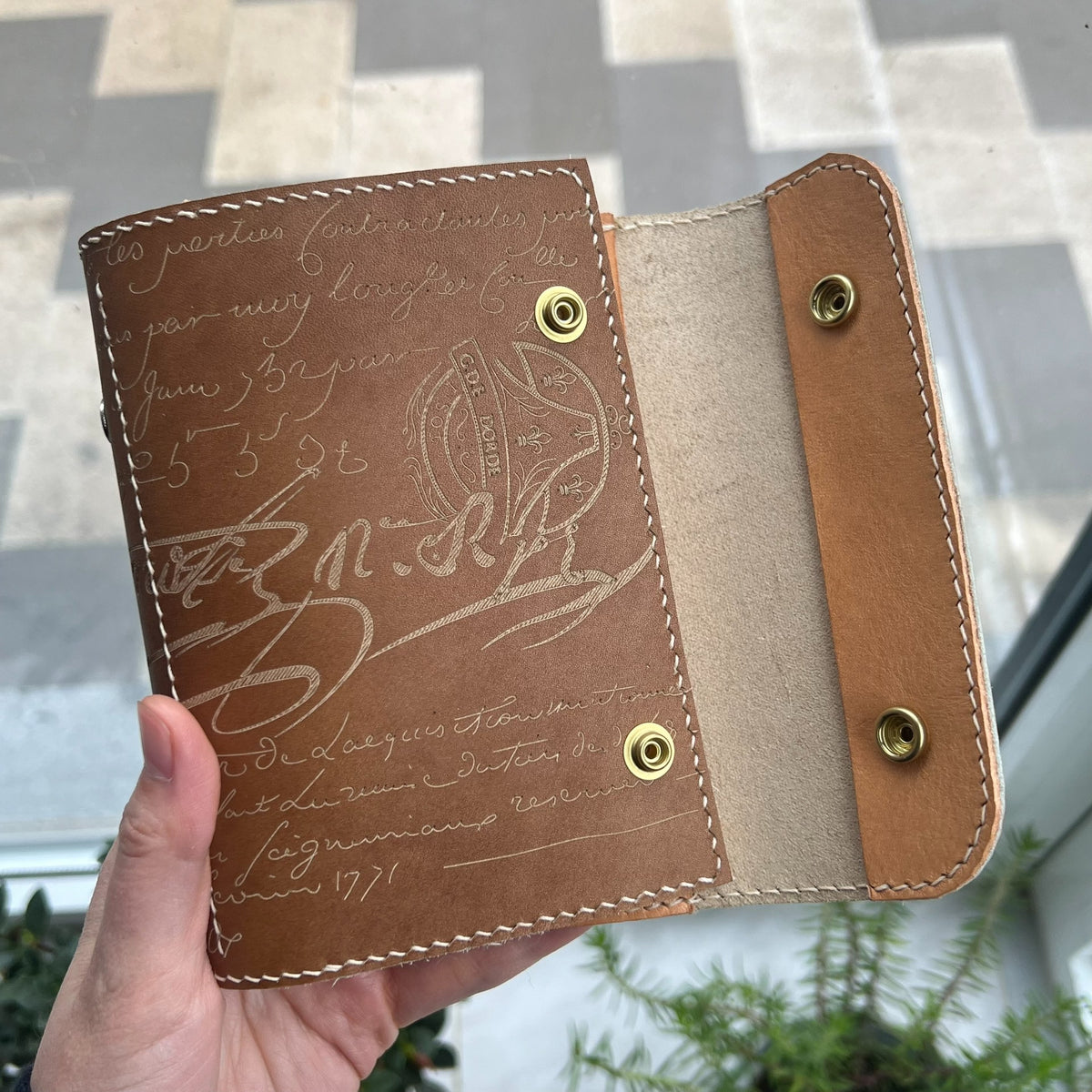 Engraved Leather Binder with Six Rings