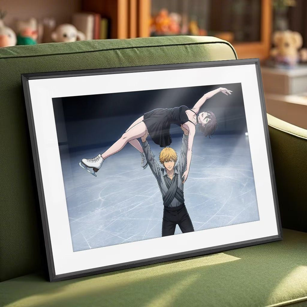 Chainsaw Man Figure Skating Framed Wall Art