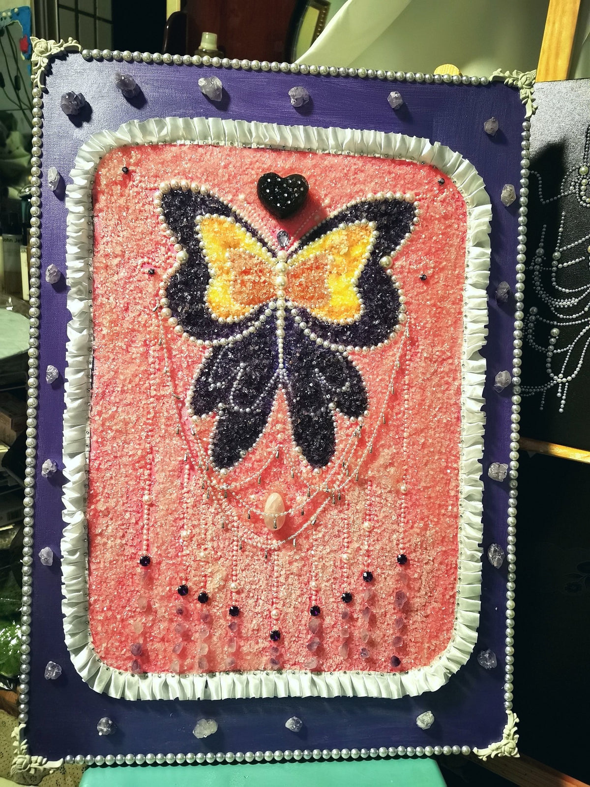 Pearl Butterfly Crystal Artwork 50x70cm