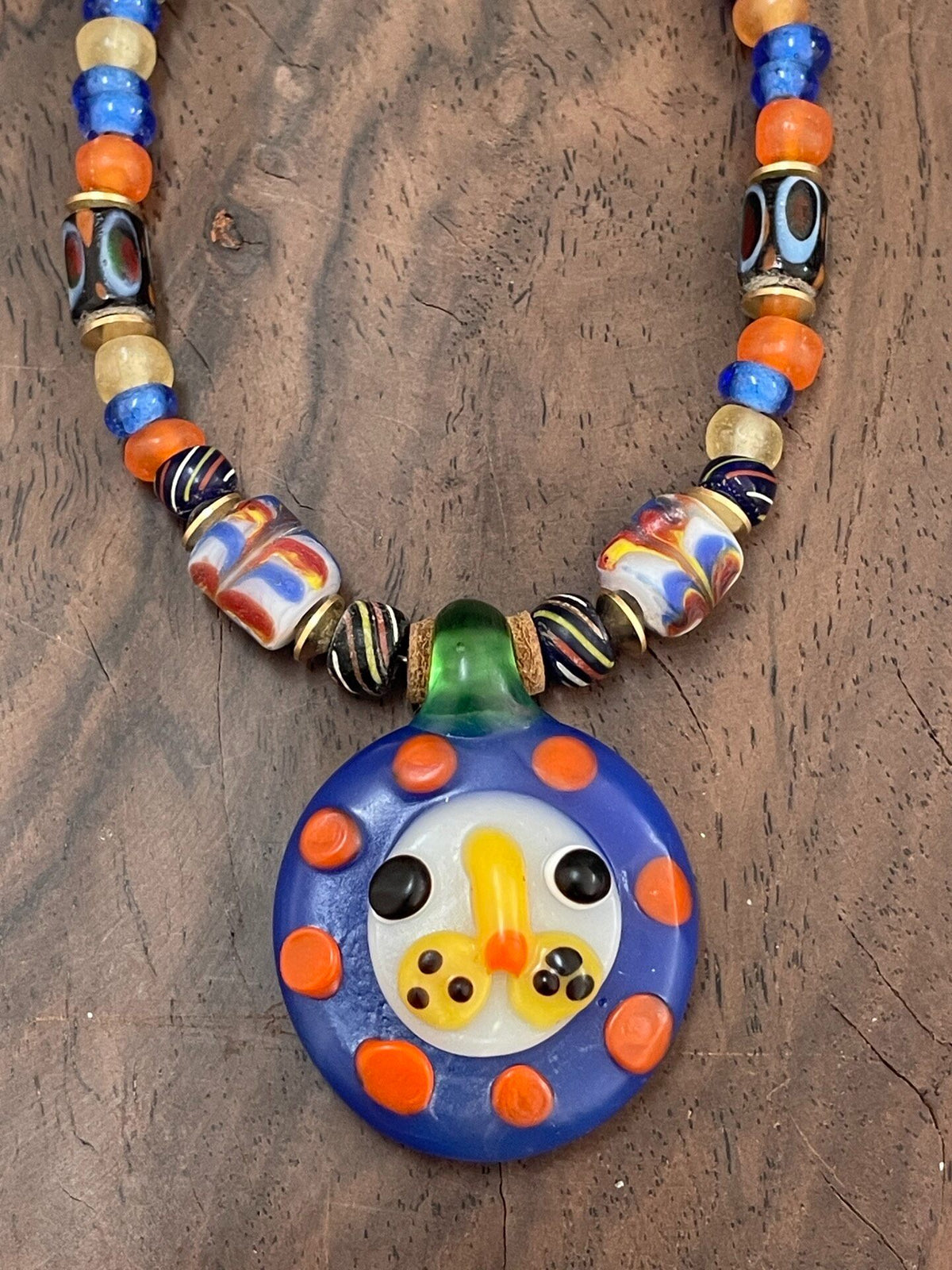 Phoenician Lion Glass Bead Necklace