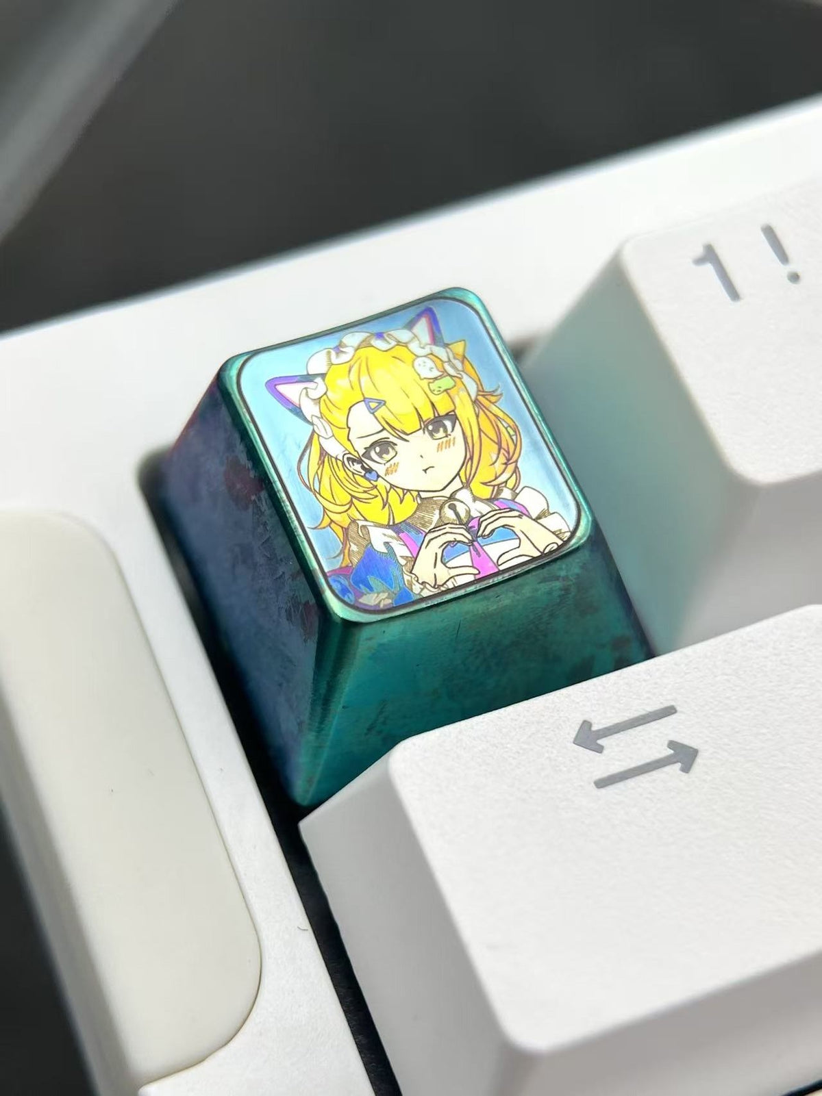 Titanium Alloy Cat Ear Maid 1u Keycap
