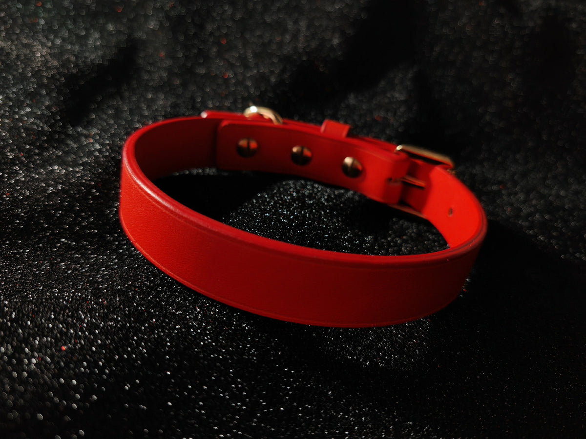 Red Leather Choker Pet Collar