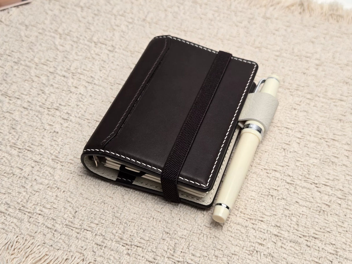 Funda agenda plegable M5 en cuero chocolate leche