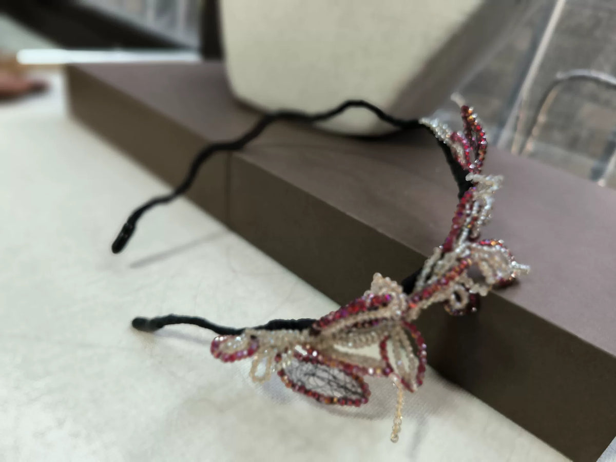 Copper Wire Red Crystal Bead Headband