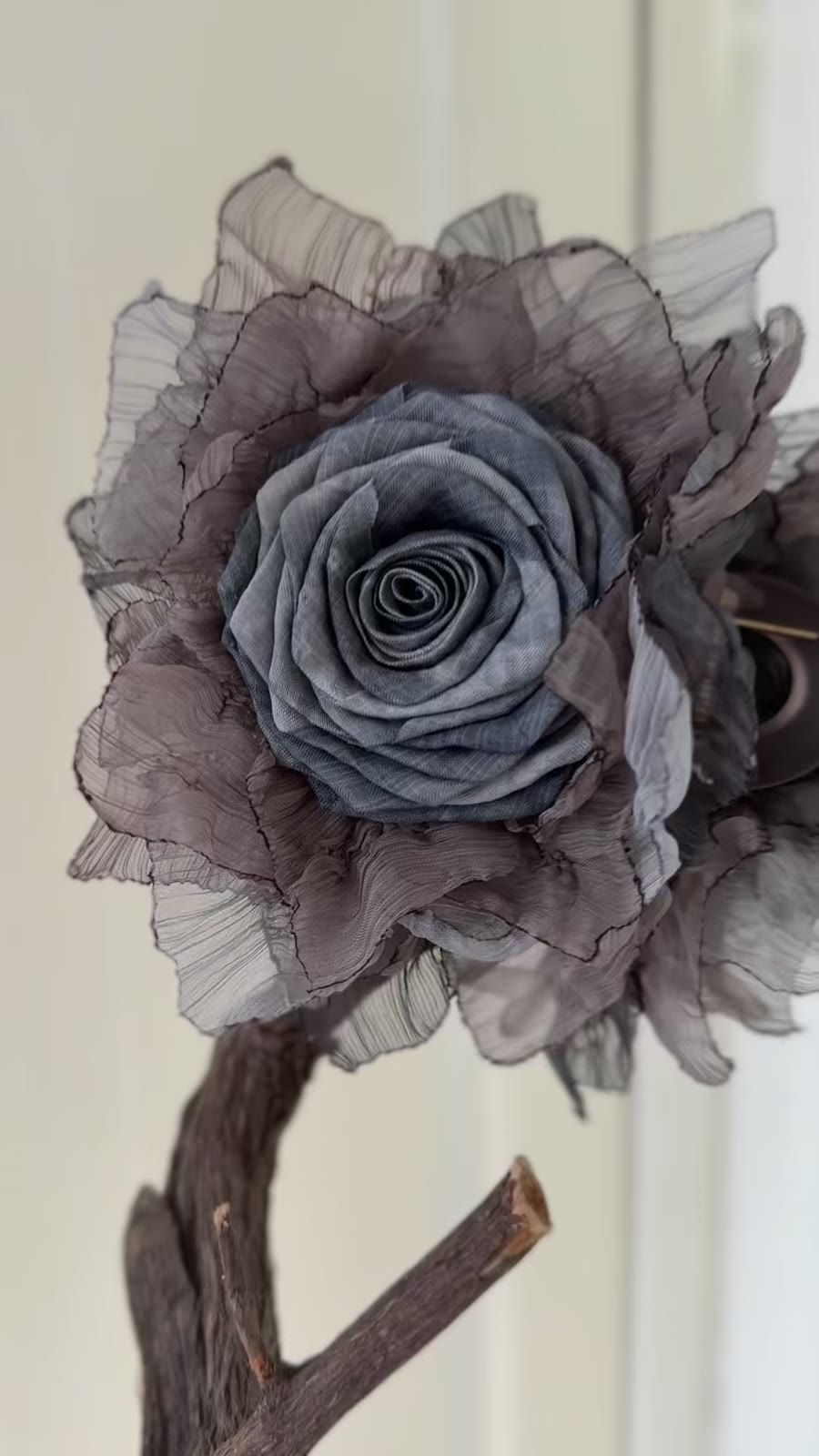 Fabric Burnt Rose Hair Claw Clip in Gray
