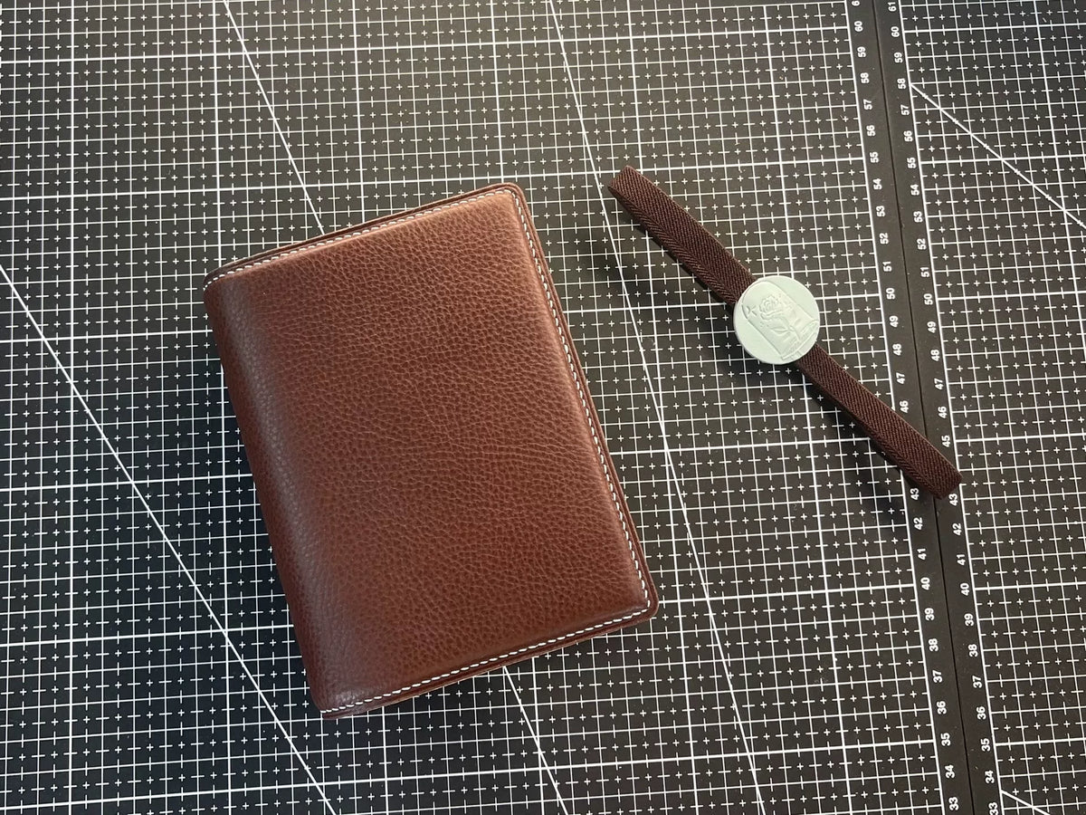 A7 Leather Binder Dark Brown Blue Lining
