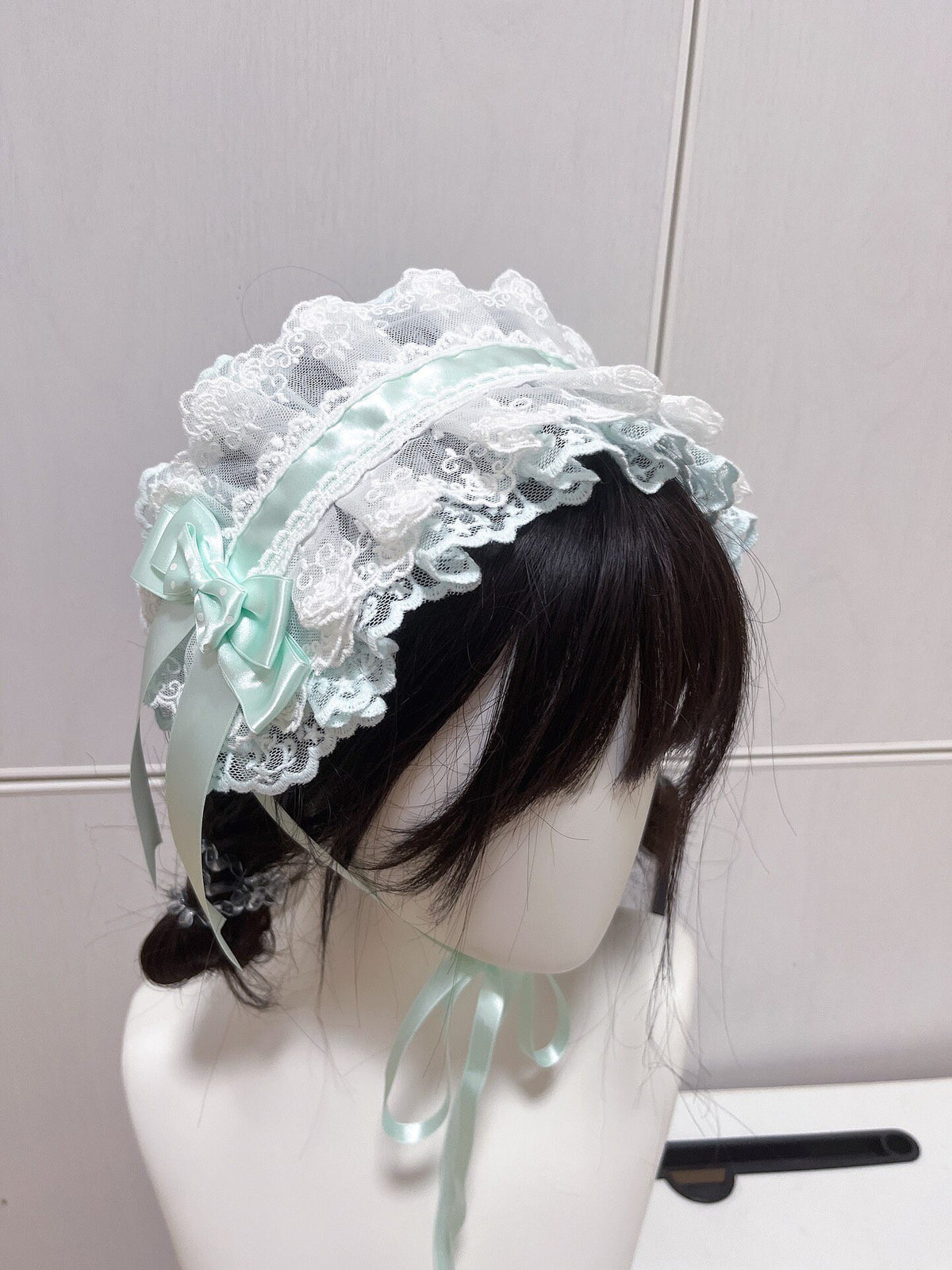 Mint Green Lace Lolita Headband with Bow