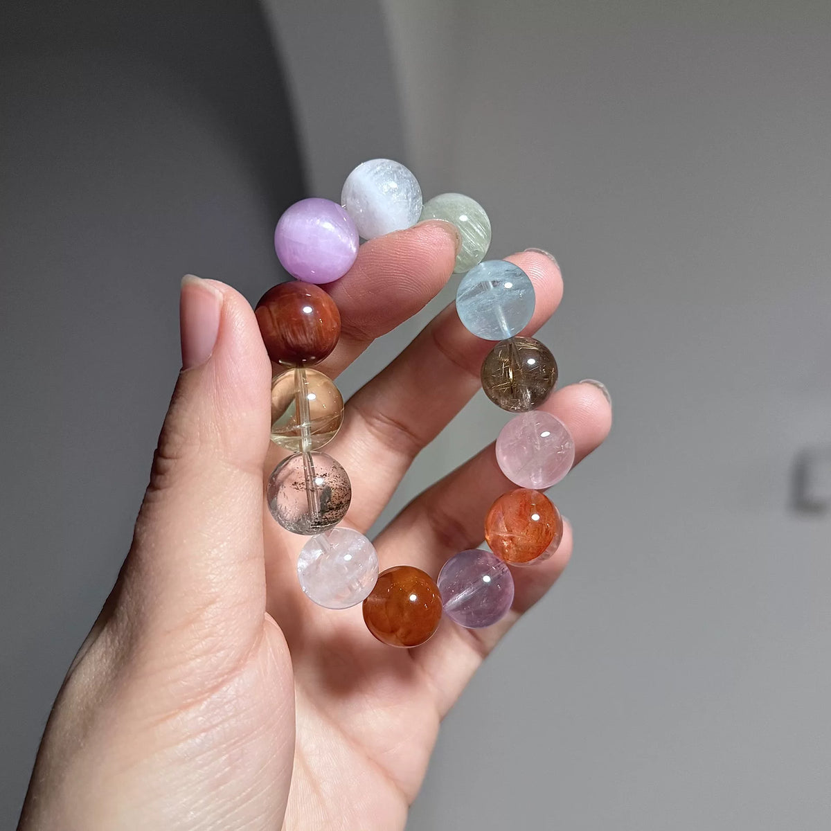 Multi Gemstone Crystal Bracelet 14mm Beads