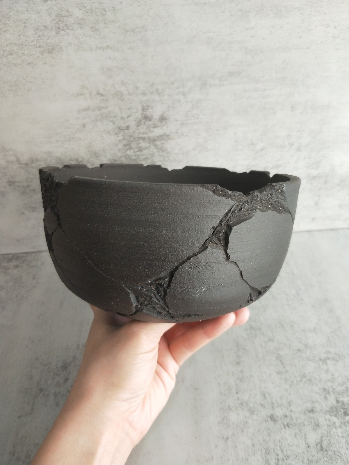 Handcrafted Charcoal Gray Ceramic Bowl