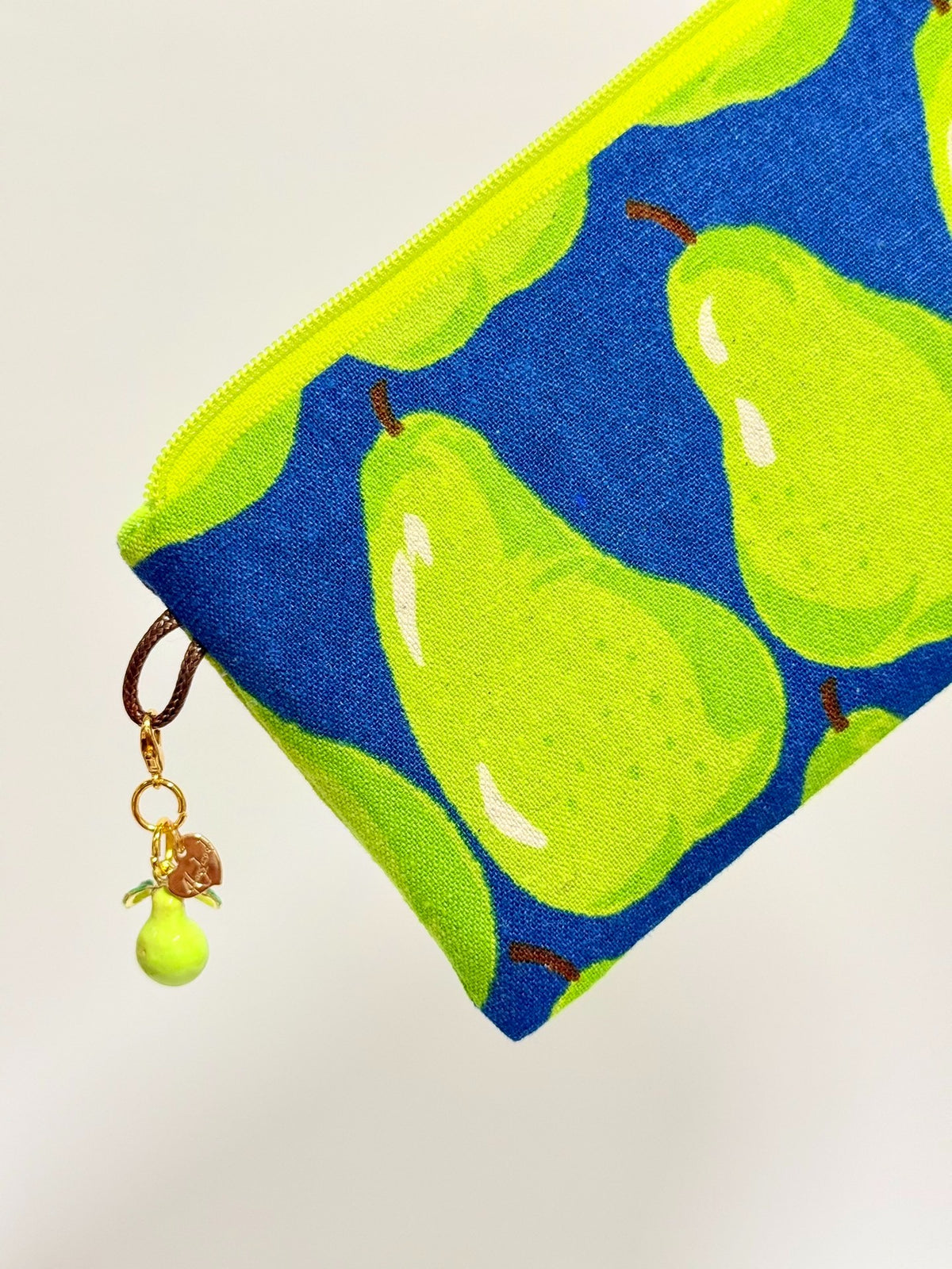Pear Print Zippered Pouch Cotton Linen