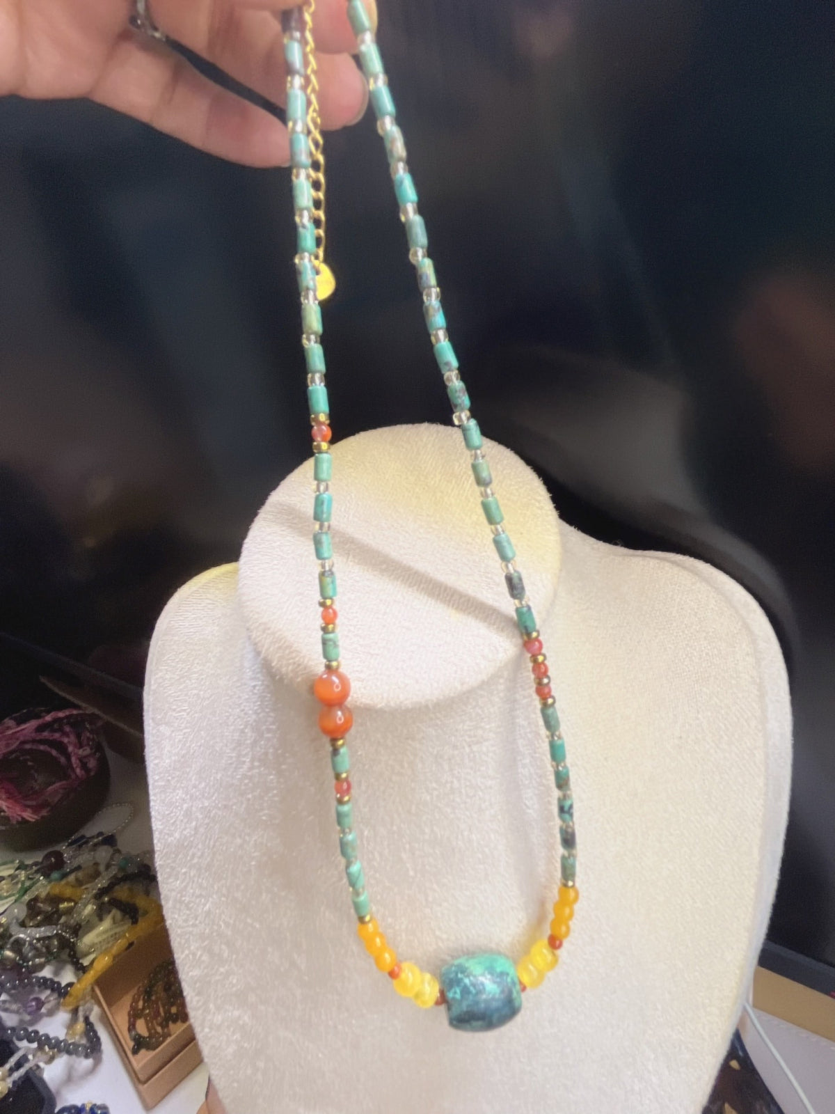 Natural Hubei Turquoise Beaded Necklace