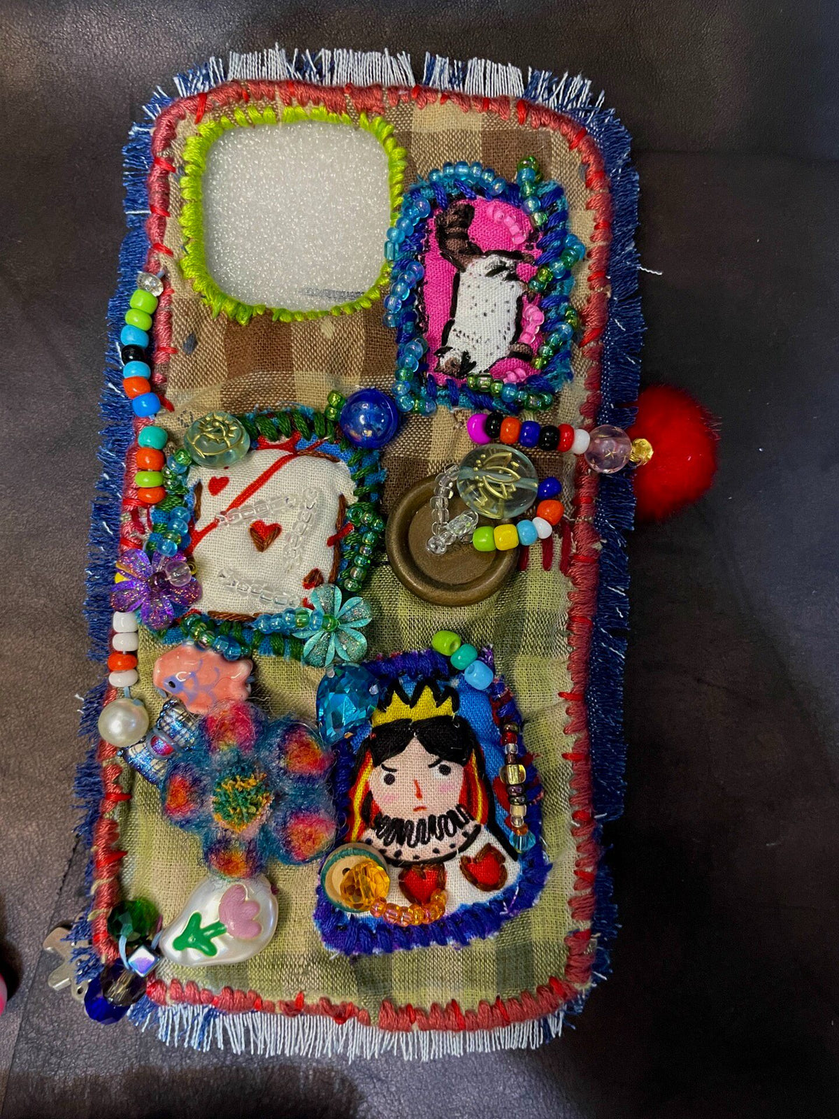 Handcrafted Beaded Fabric Phone Case