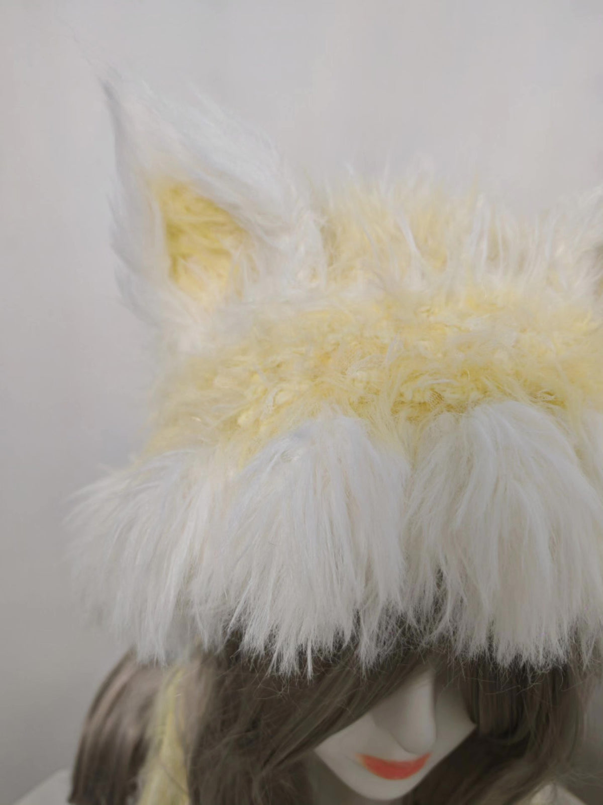Milk Yellow Fox Hat with Plush Fur
