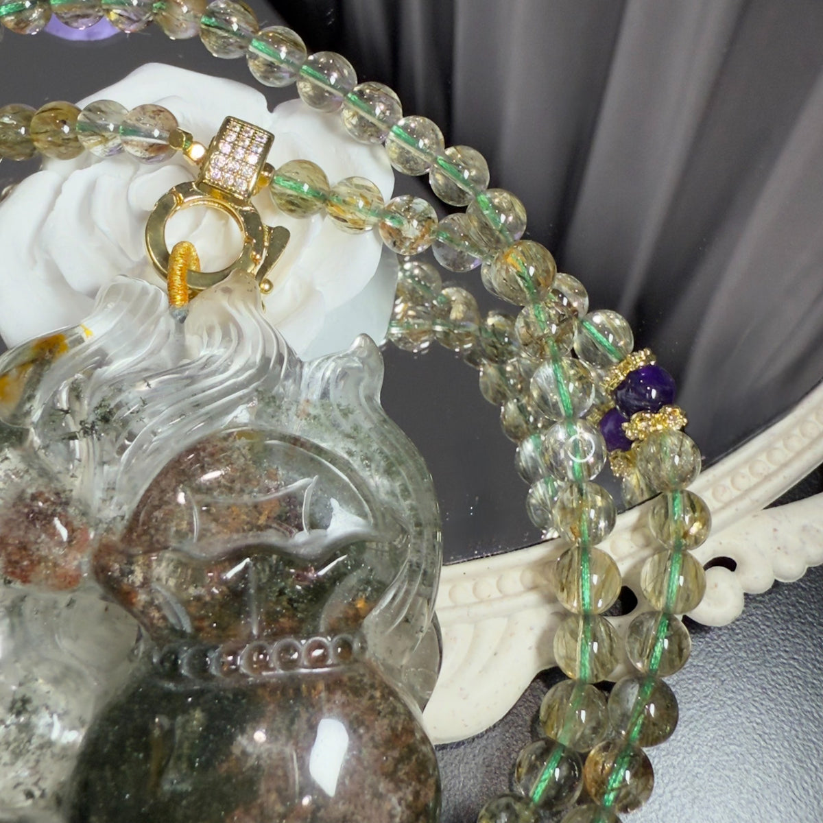 Handgehouwde Ghost Pendant Kralenketting