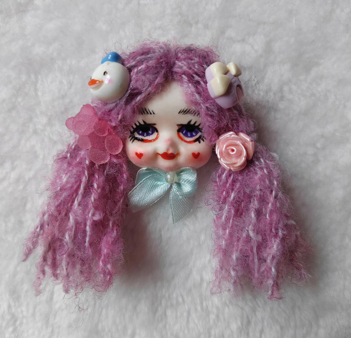 Clay Doll Head Brooch Lolita Bag Charm
