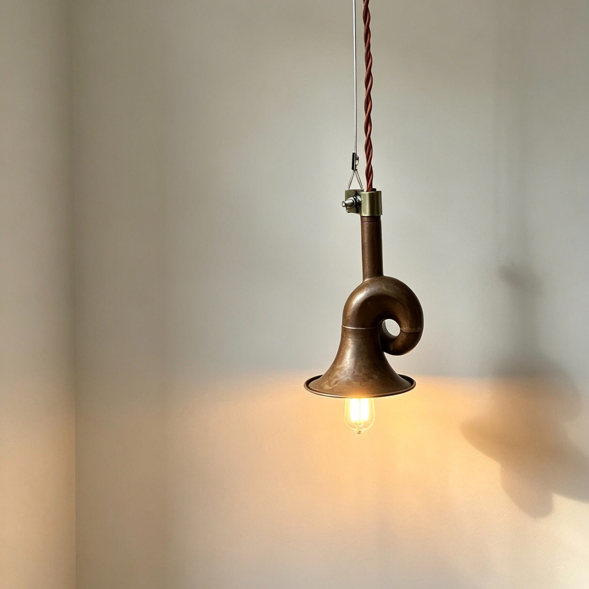 Vintage Metal Horn Pendant Light