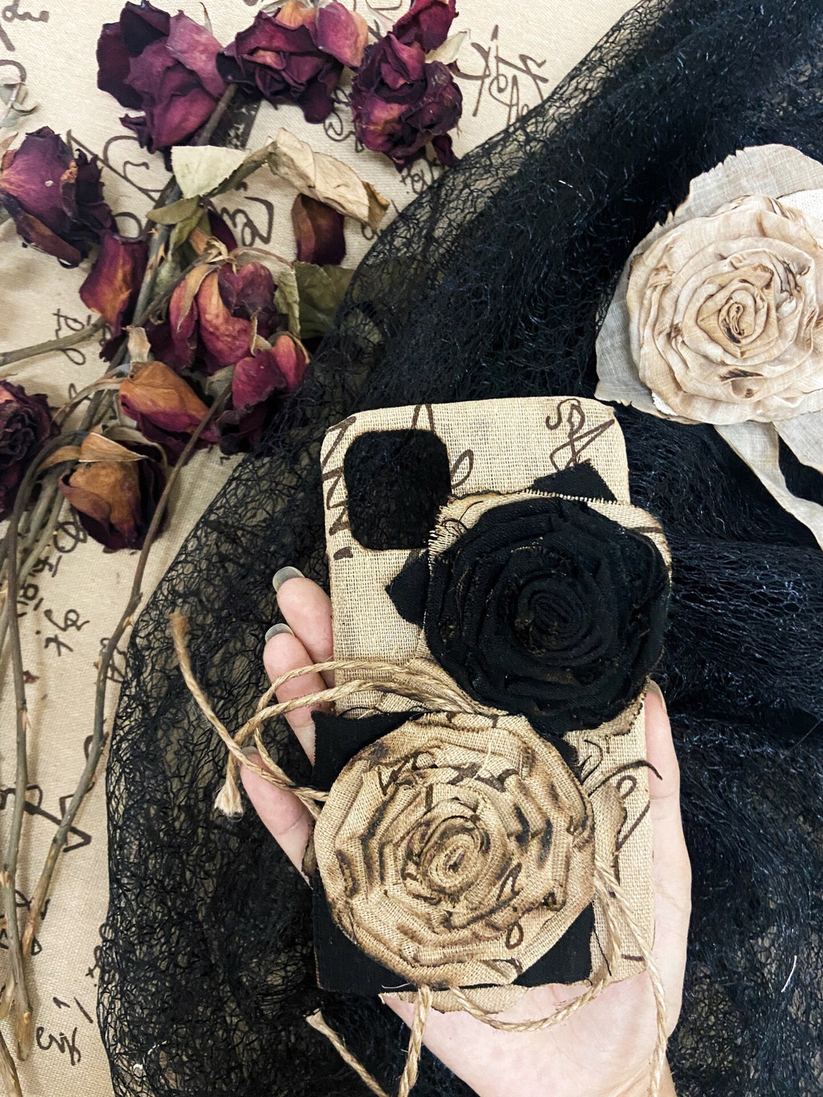 Handmade Fabric Rose Phone Case