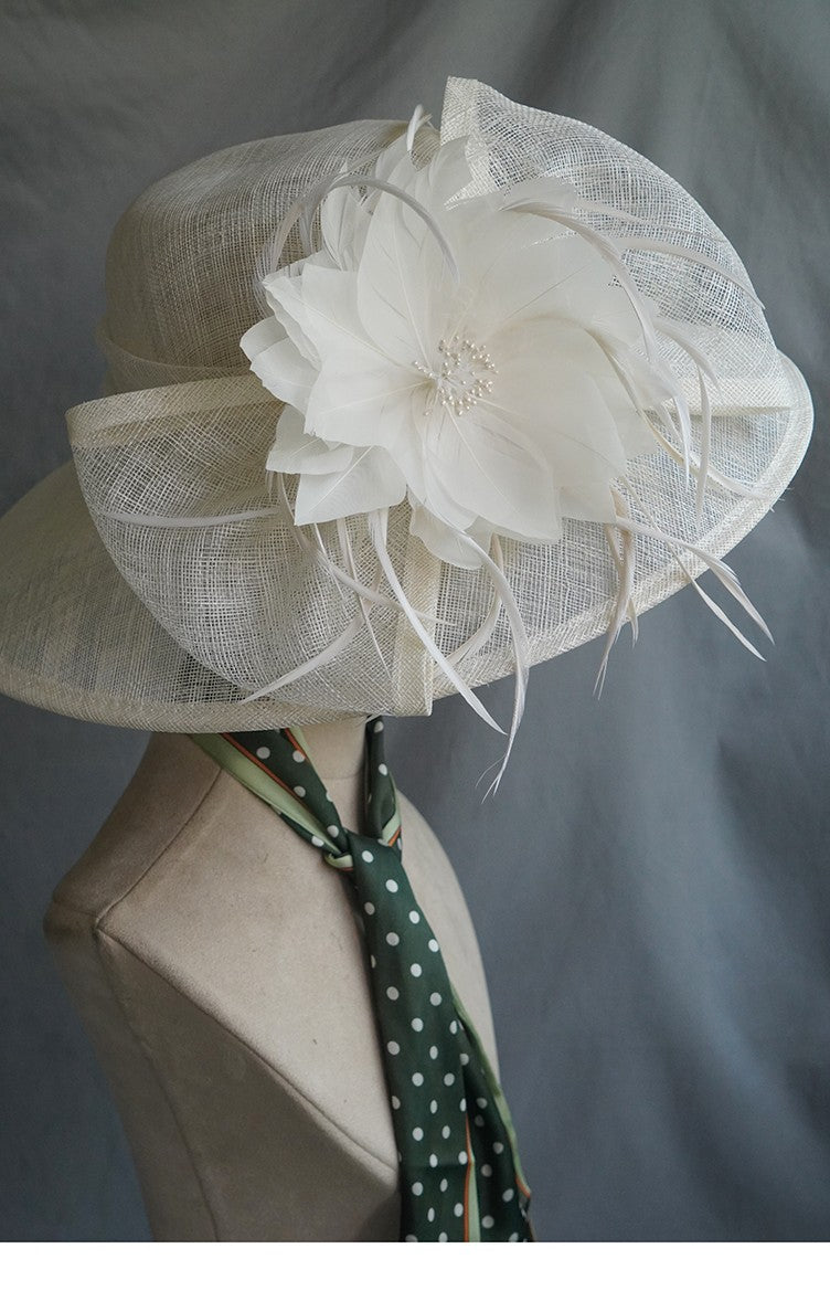 Lake Blue Feather Lotus Formal Sun Hat