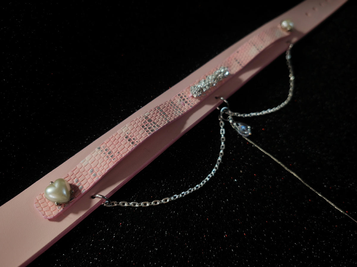Pink Princess Double Layer Leather Pet Collar