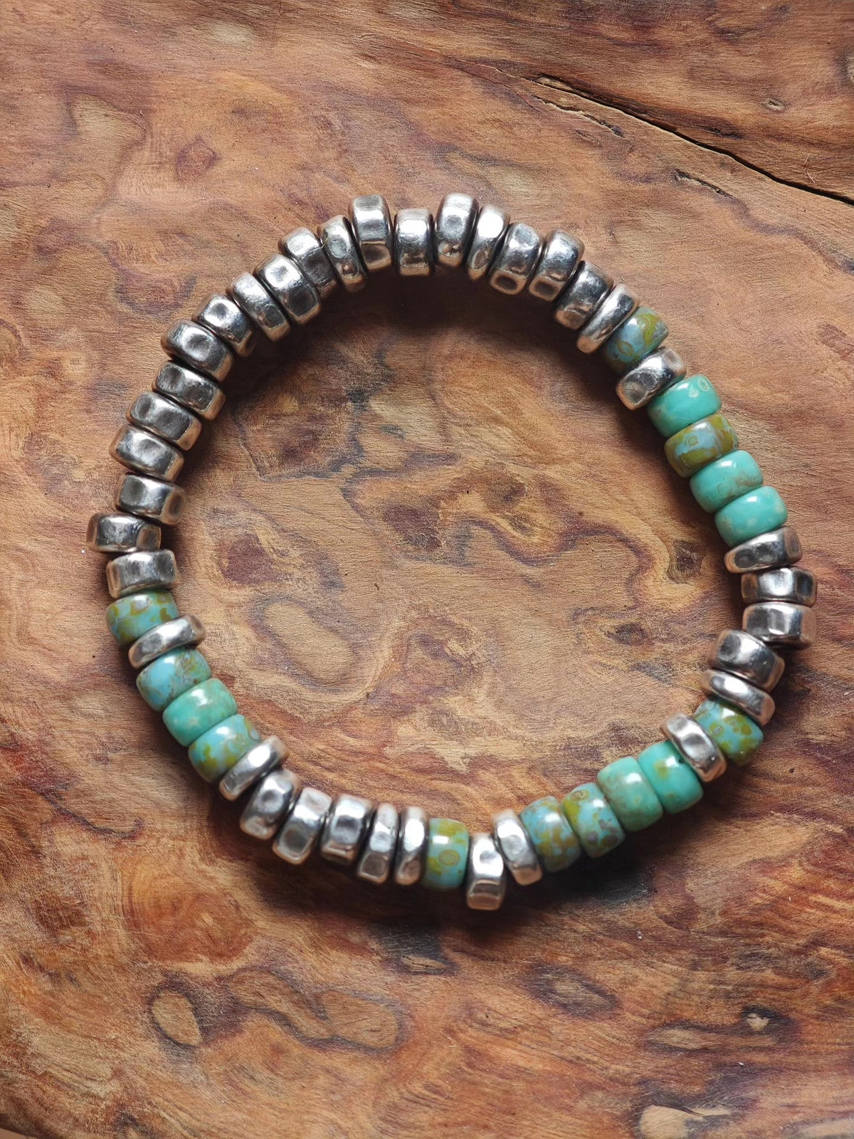 925 Silver Handmade Bracelet Turquoise Glass Beads