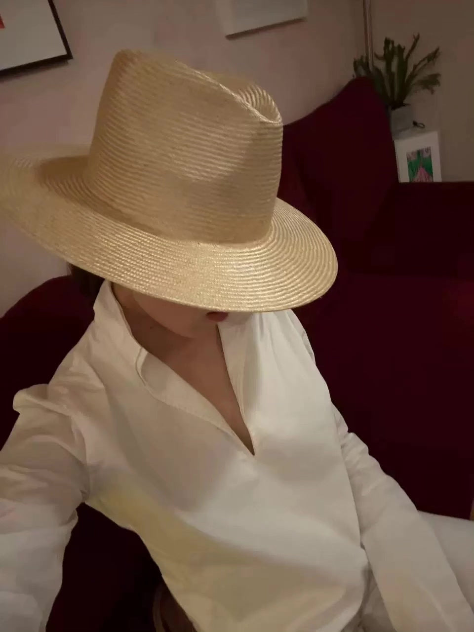 Sisal Straw Jazz Hat for Women Sun Protection