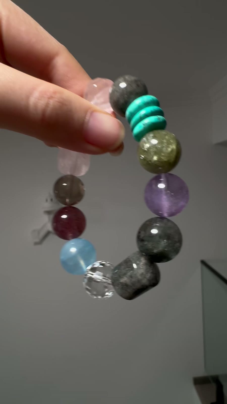 Green Phantom Aquamarine Multi Stone Crystal Bracelet