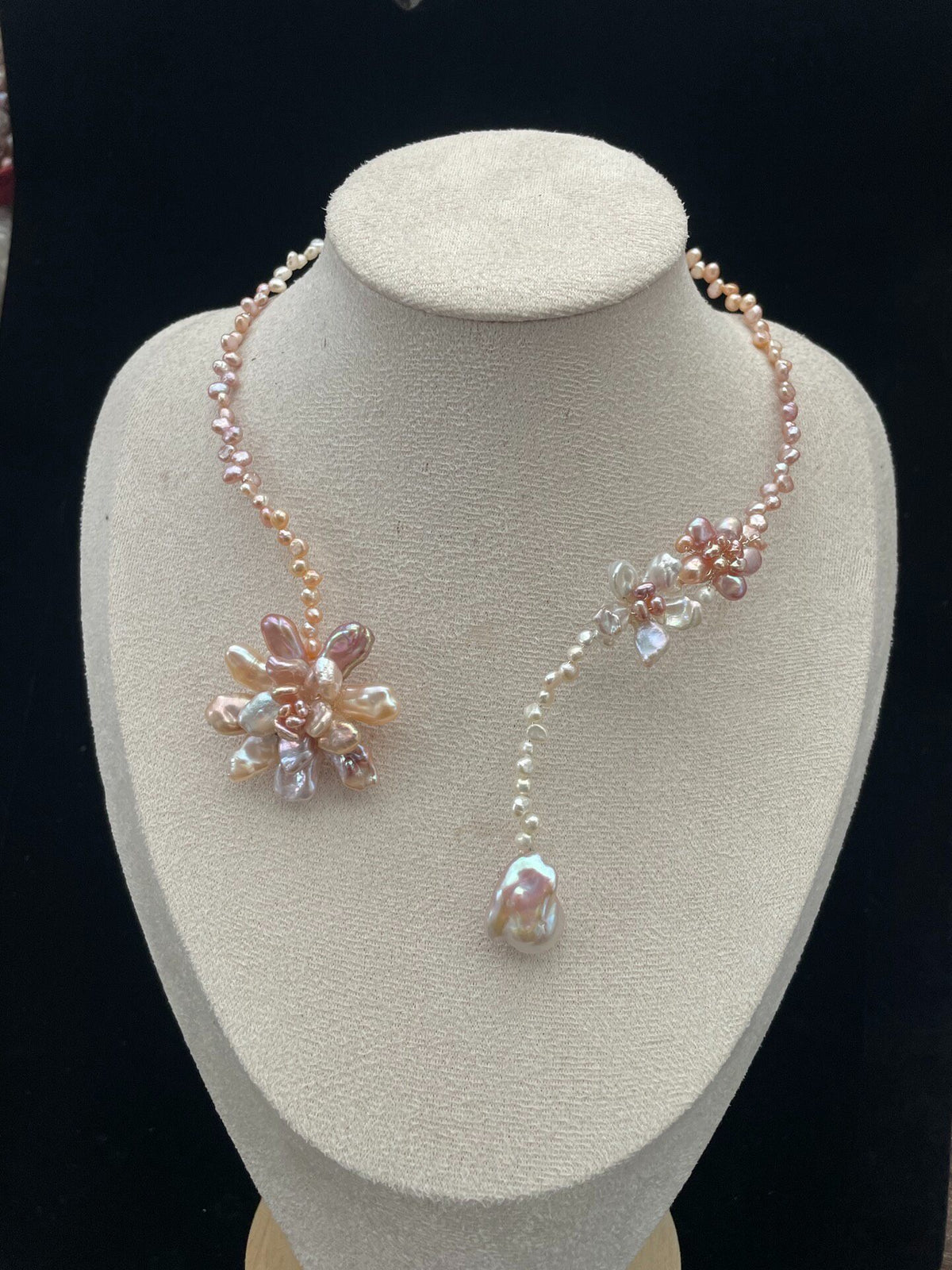 Baroque Pearl Floral Choker Necklace